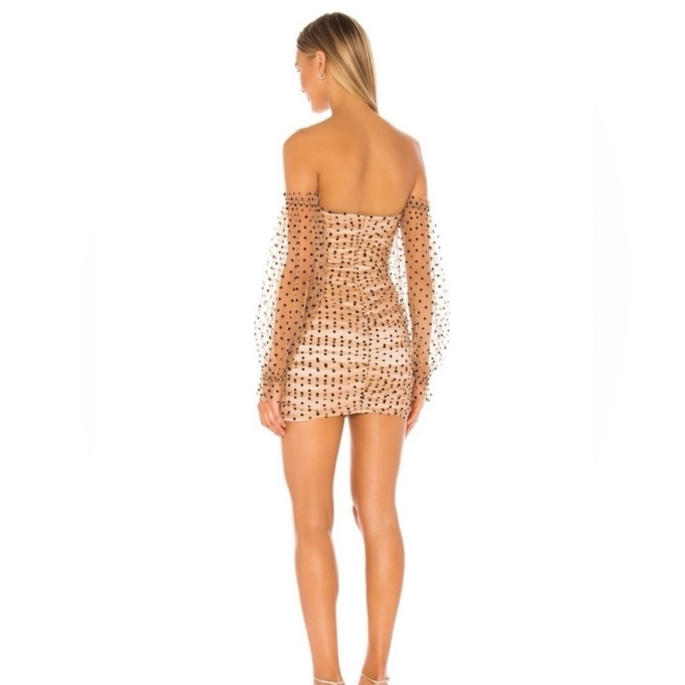 Majorelle Revolve Mini Dress Polka Dot Black Nude Ruching Size XS - Picture 2 of 6